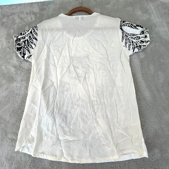 Linen Silk Blouse by Sandro Paris Womens EU 3 (Large) Chic White Tiger - Picture 3 of 6